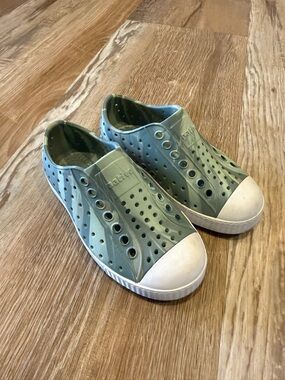 Native Slip-On Sneakers in Sage and White